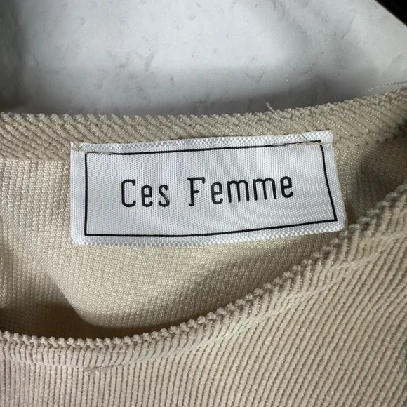 Ces Femme Shirt Womens M Beige Corduroy Floral Babydoll Boho Cottage Whimsical - Picture 5 of 8